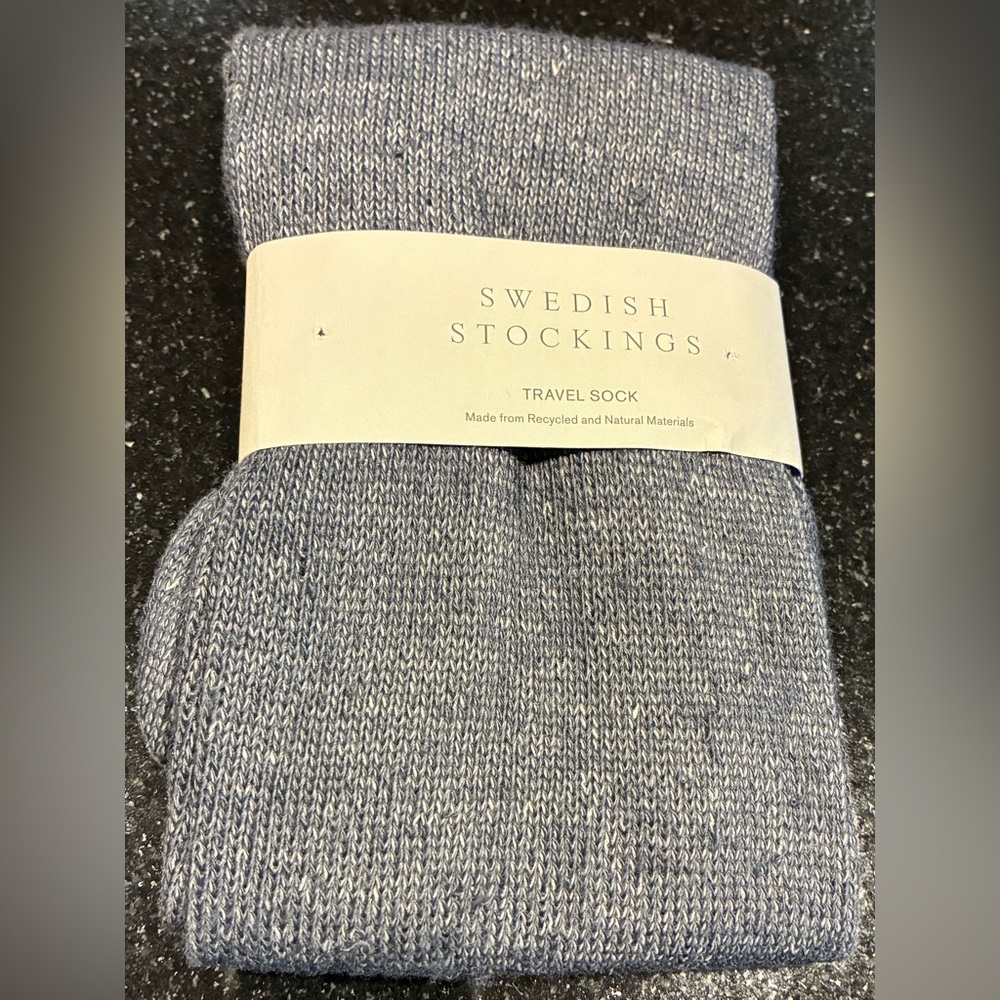 Swedish Stockings Travel Socks Organic Cotton Blend Knee High Gray NWT